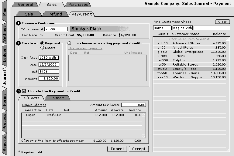 Sales Journal Payment Transaction