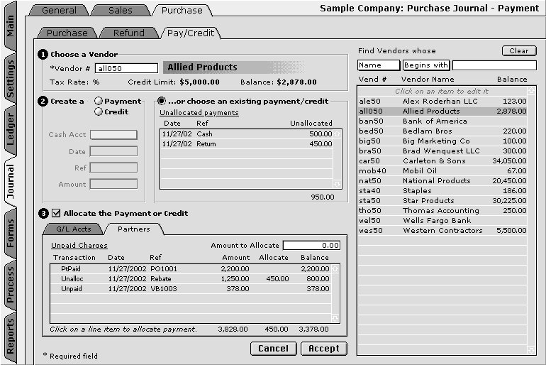 Purchase Journal Payment Transcation with Tracking