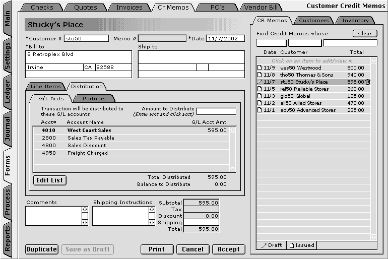 Credit Memo