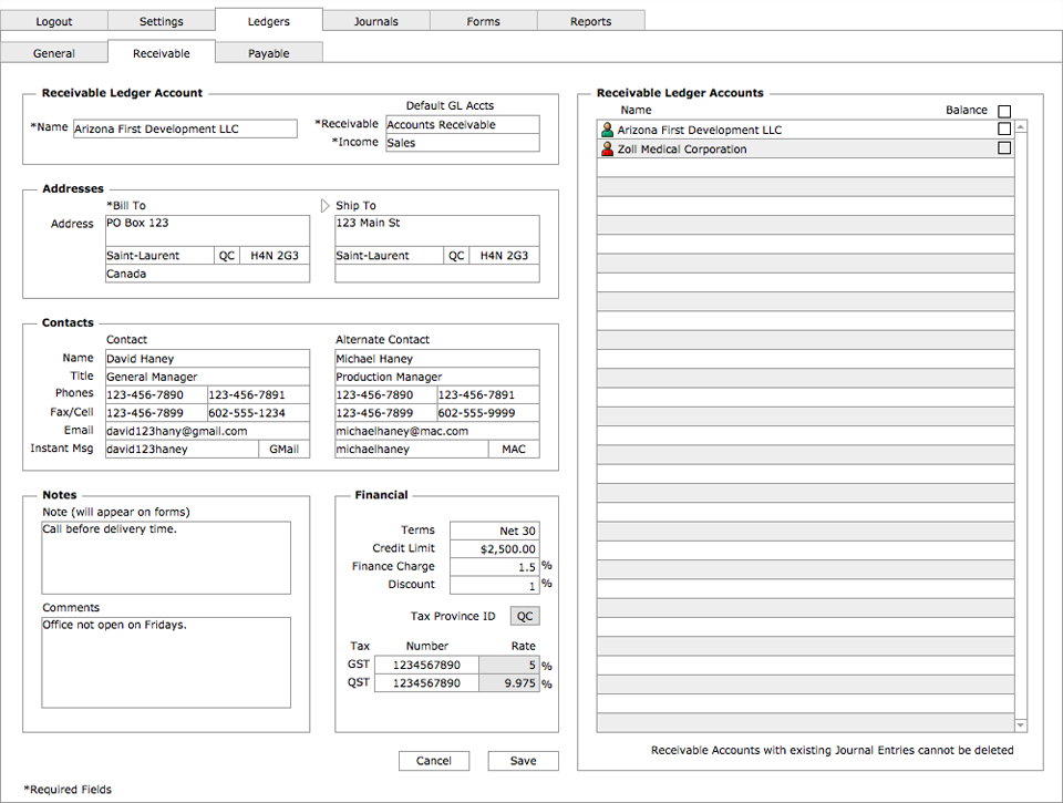 Receivable Ledger