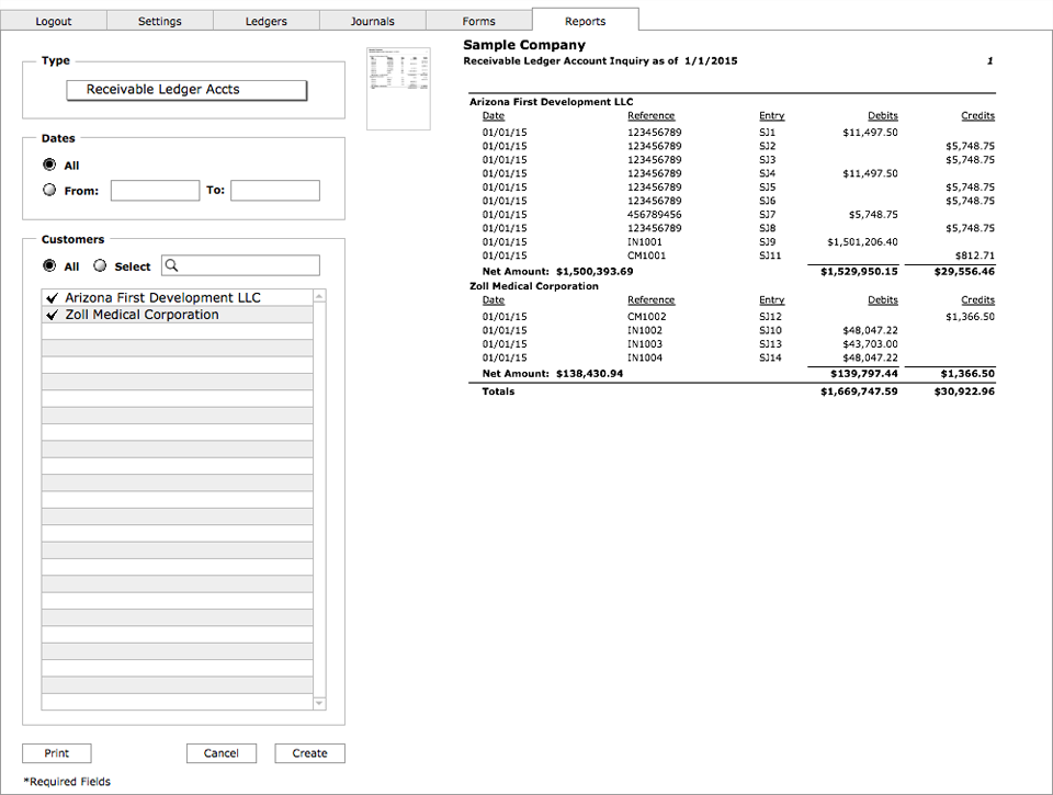 Receivable Ledger Account Inquiry